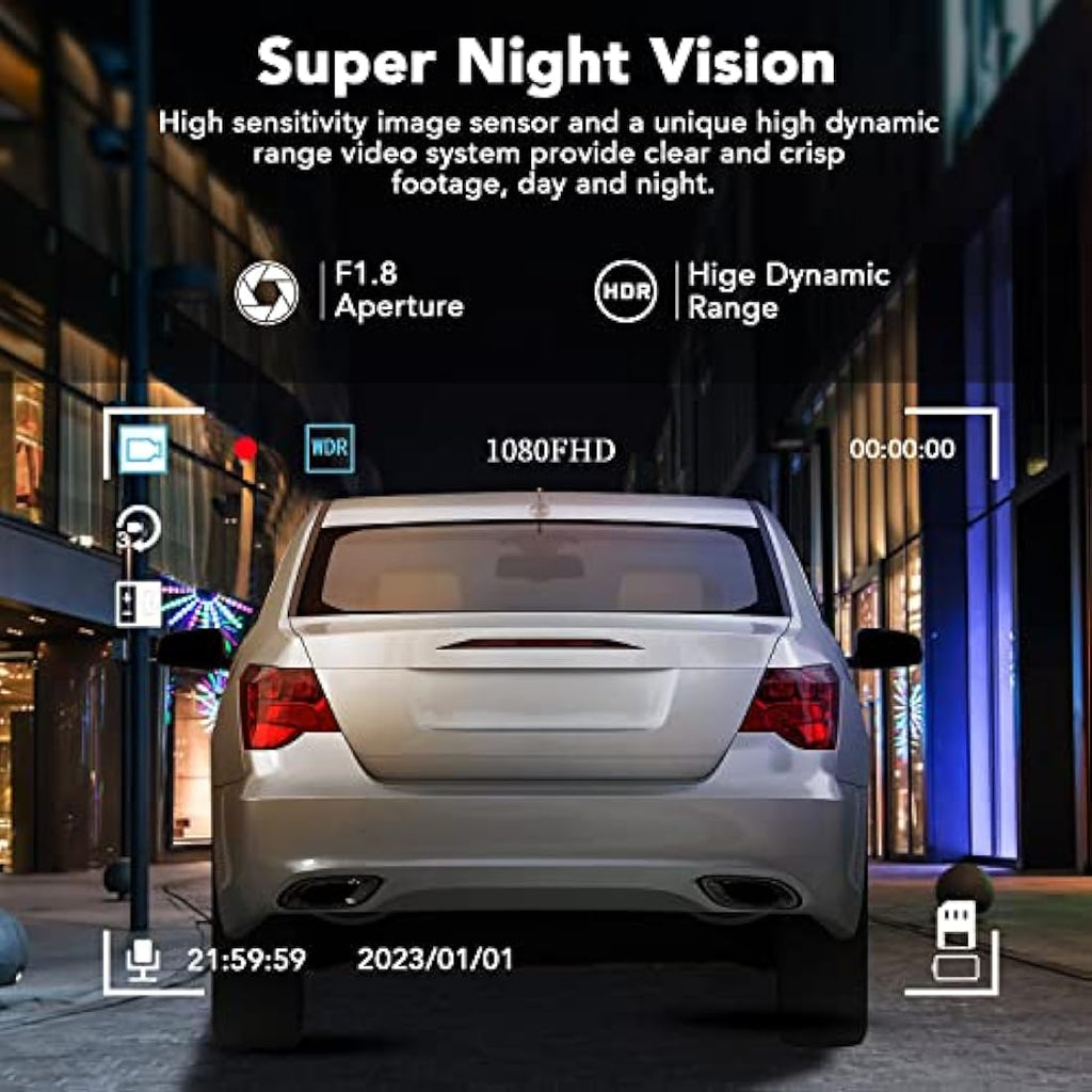 IBAYE 1080P Dual Dash Cam Front and Rear | 3" LCD Night Vision Camera