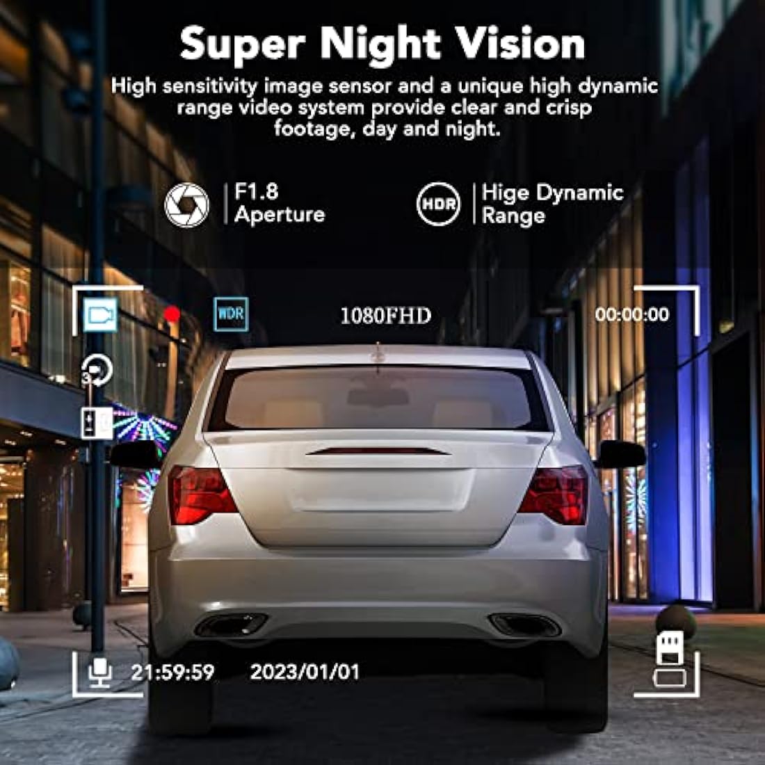 IBAYE 1080P Dual Dash Cam Front and Rear | 3" LCD Night Vision Camera