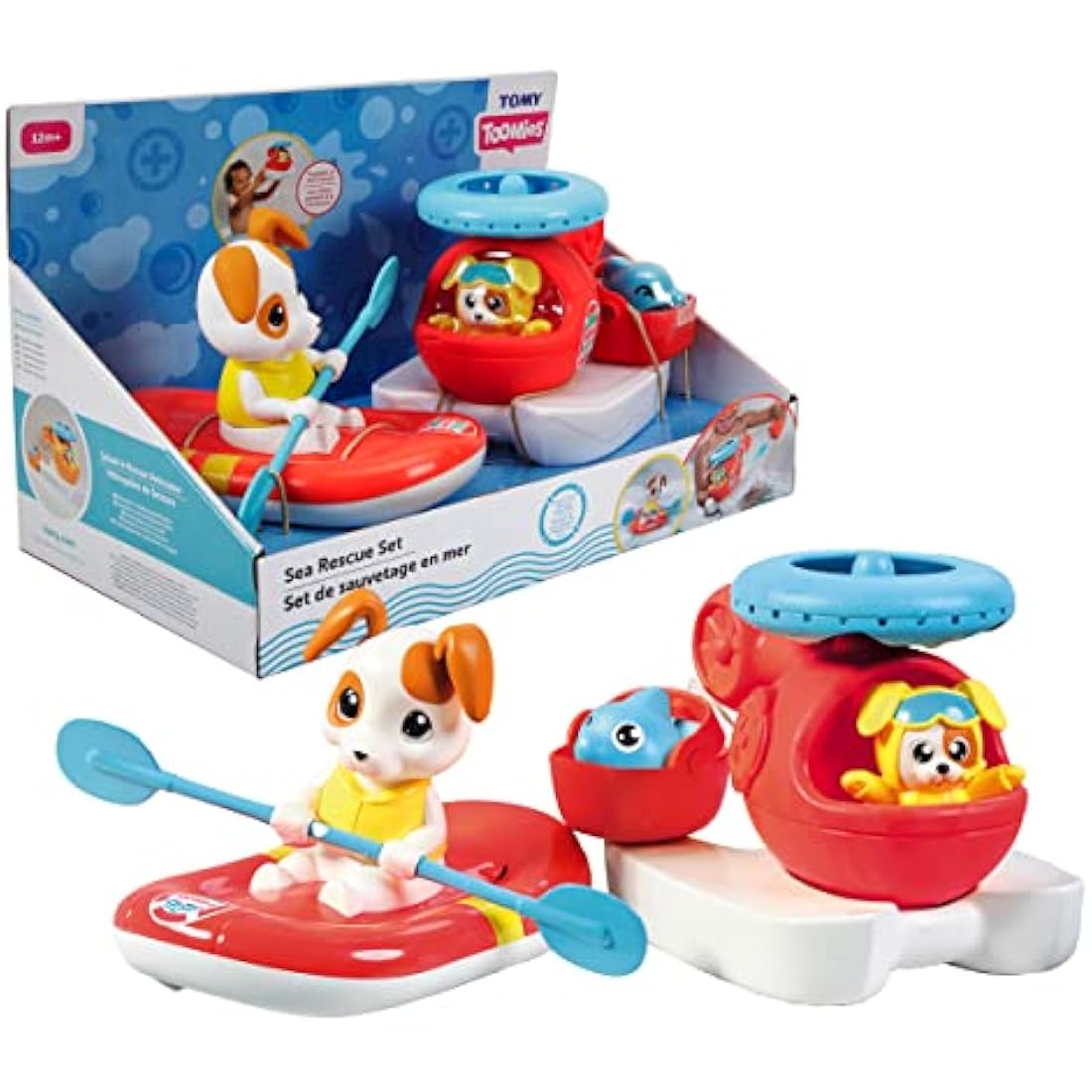 Toomies Sea Rescue Set – Floating Helicopter and Raft Bath Toy