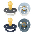 BIBS Colour Pacifiers 4-Pack | Natural Rubber Latex Dummies, 0-6 Months