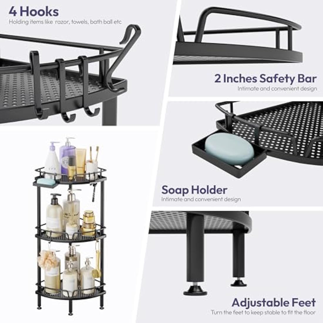 SWTYMIKI 3-Tier Corner Shower Caddy – Rustproof Stainless Steel Organizer