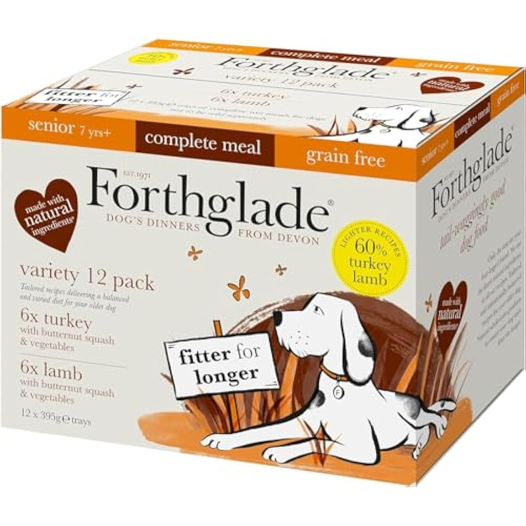 Forthglade Senior Wet Dog Food Variety Pack | Grain Free (12 x 395g)