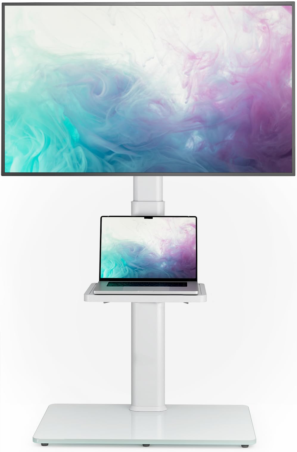 Universal Floor TV Stand | Swivel & Height Adjustable White