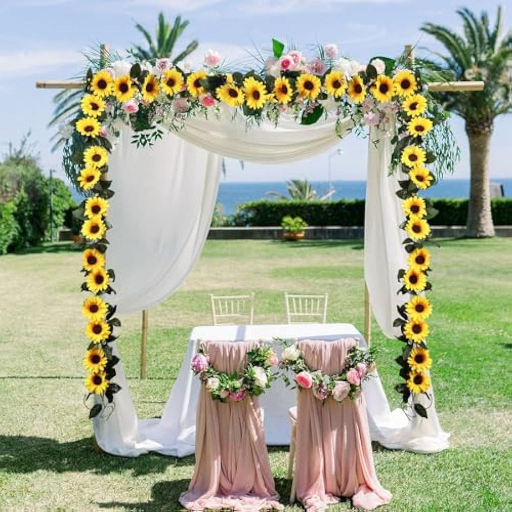 Beferr 4 Pcs Artificial Sunflower Garland | Silk Yellow Flower Vines
