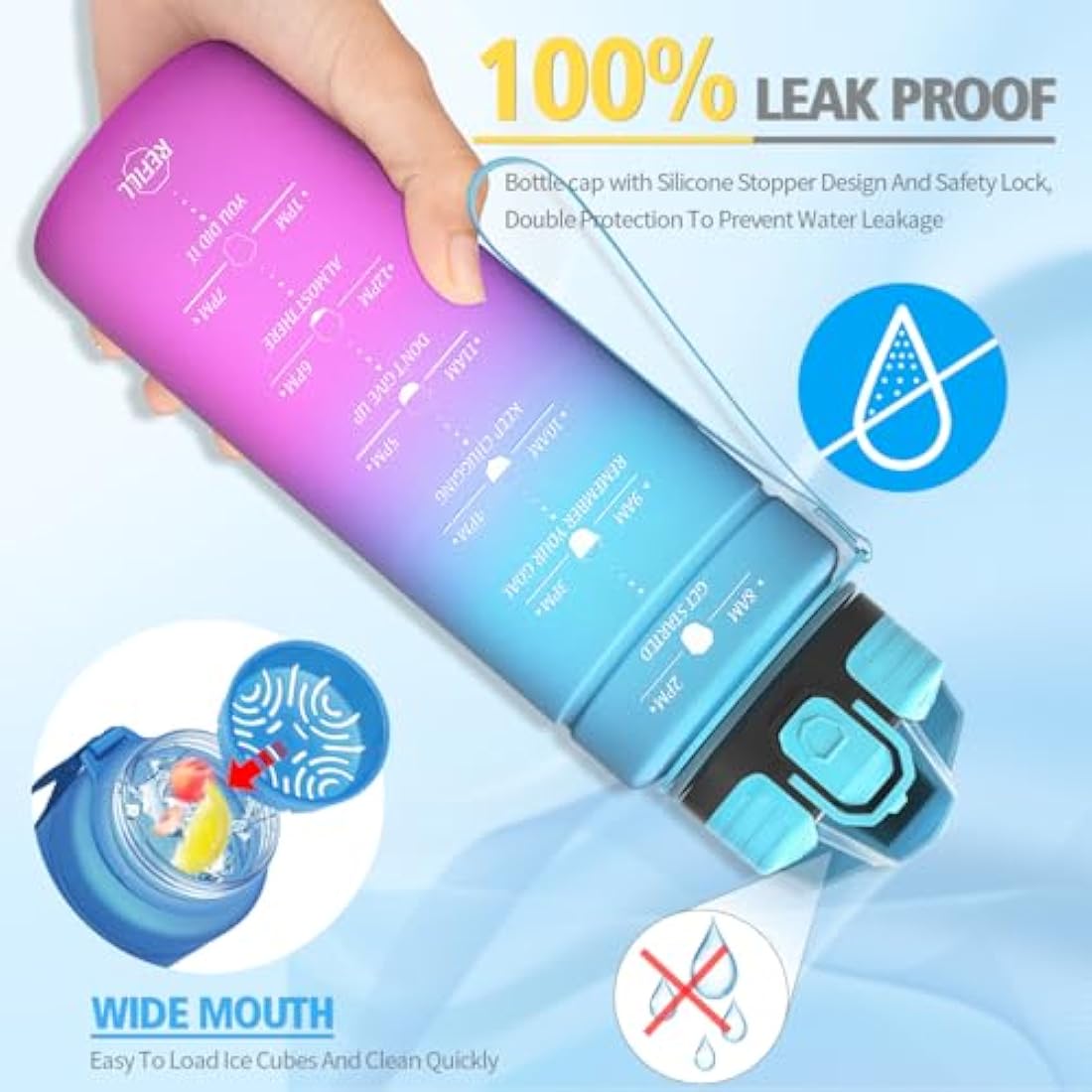 Niggeey Motivational Water Bottle | Leakproof BPA Free Tritan - 700ml