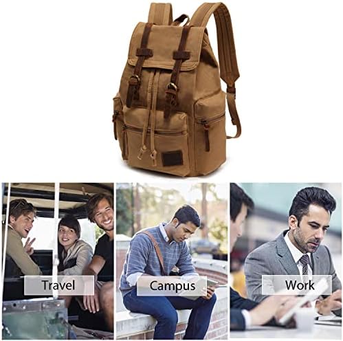 Vintage Canvas Hiking Backpack | Large Laptop Rucksack Green