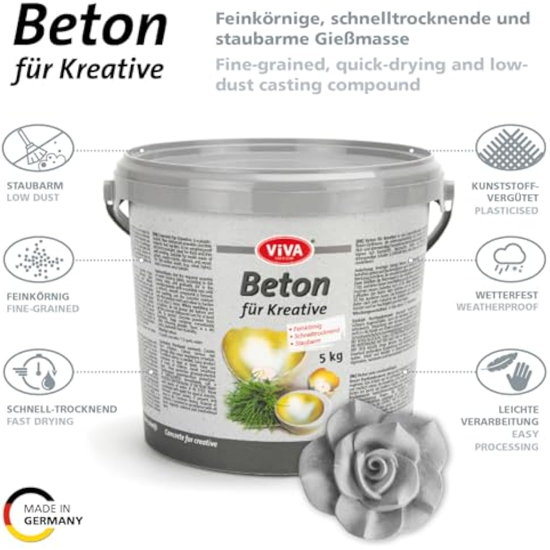 Viva Decor Concrete for Creatives – Grey Quick-Drying Casting, 5 kg