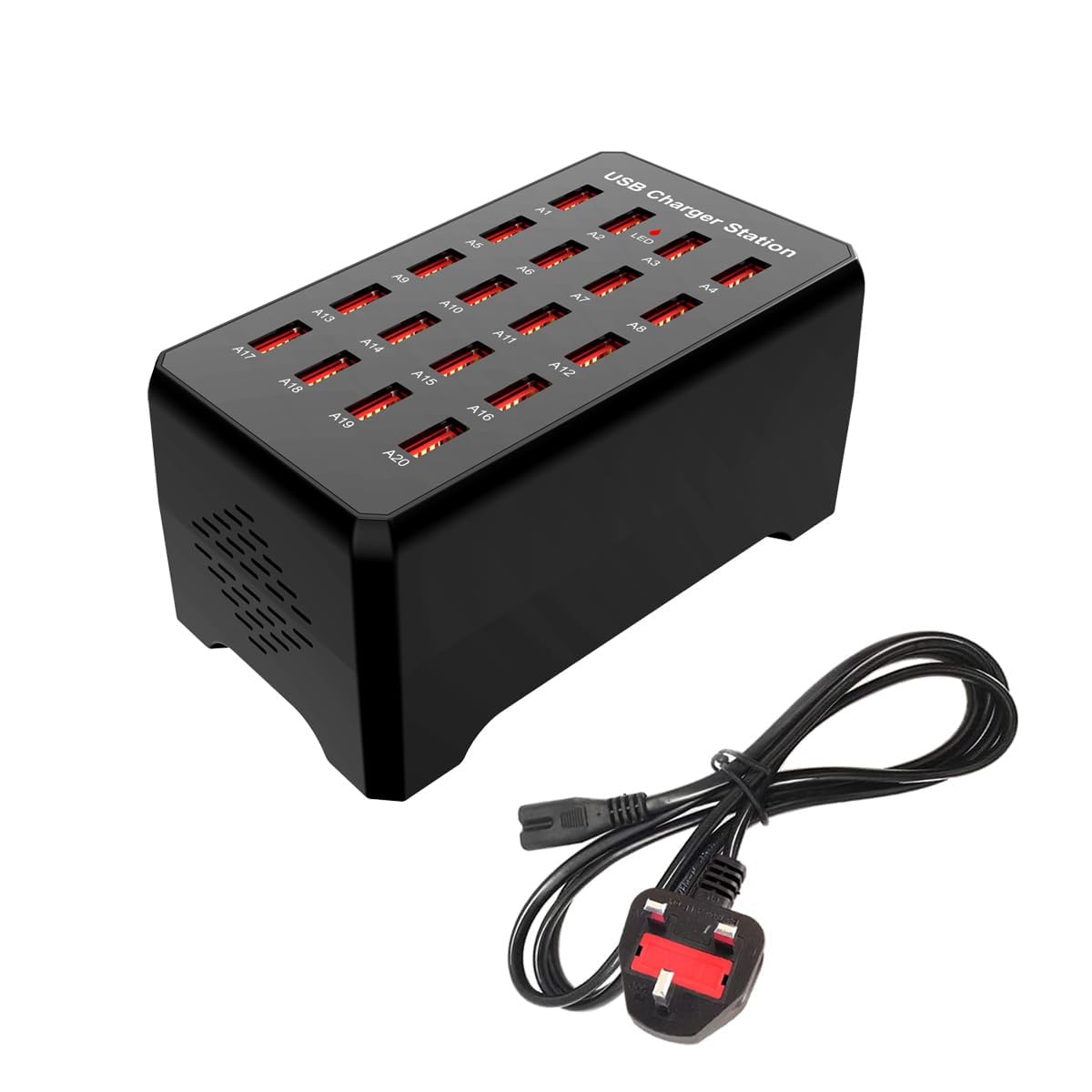 Balabaxer 20-Port USB Charging Station | 100W 20A Multi-Port Hub