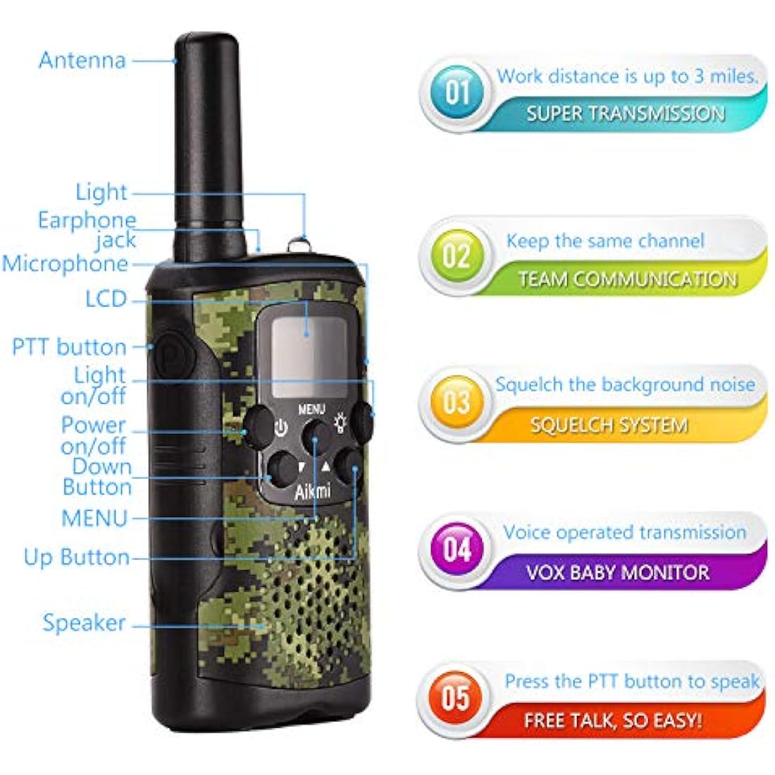 Jolof Store Kids Walkie Talkies – 8 Channel 2-Way Radio for Outdoor Play