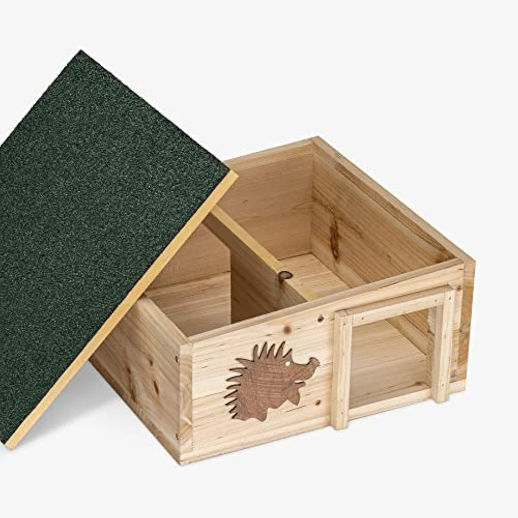 Navaris Wooden Hedgehog House – Outdoor Garden Hibernation Shelter