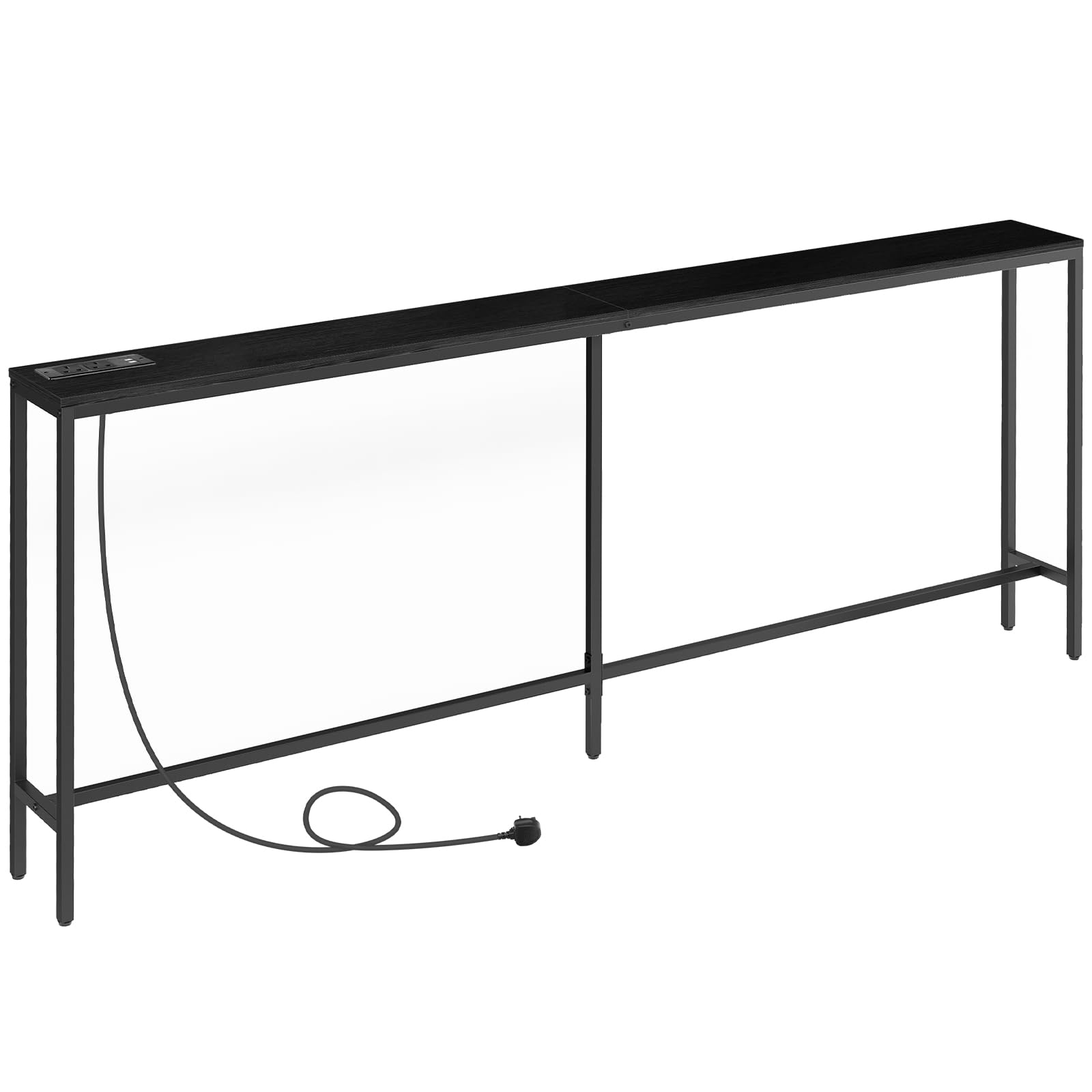 MAHANCRIS 200cm Narrow Console Table with Power Outlet | Industrial Brown
