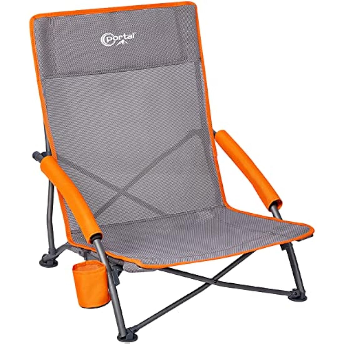 Portal Low Folding Beach Chair | Lightweight Mesh Seat with Cupholder