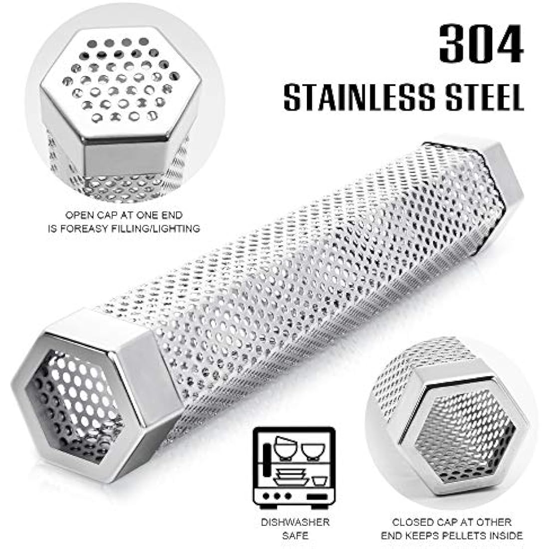 BEWAVE Stainless Steel Pellet Smoker Tube for Hot and Cold Smoking