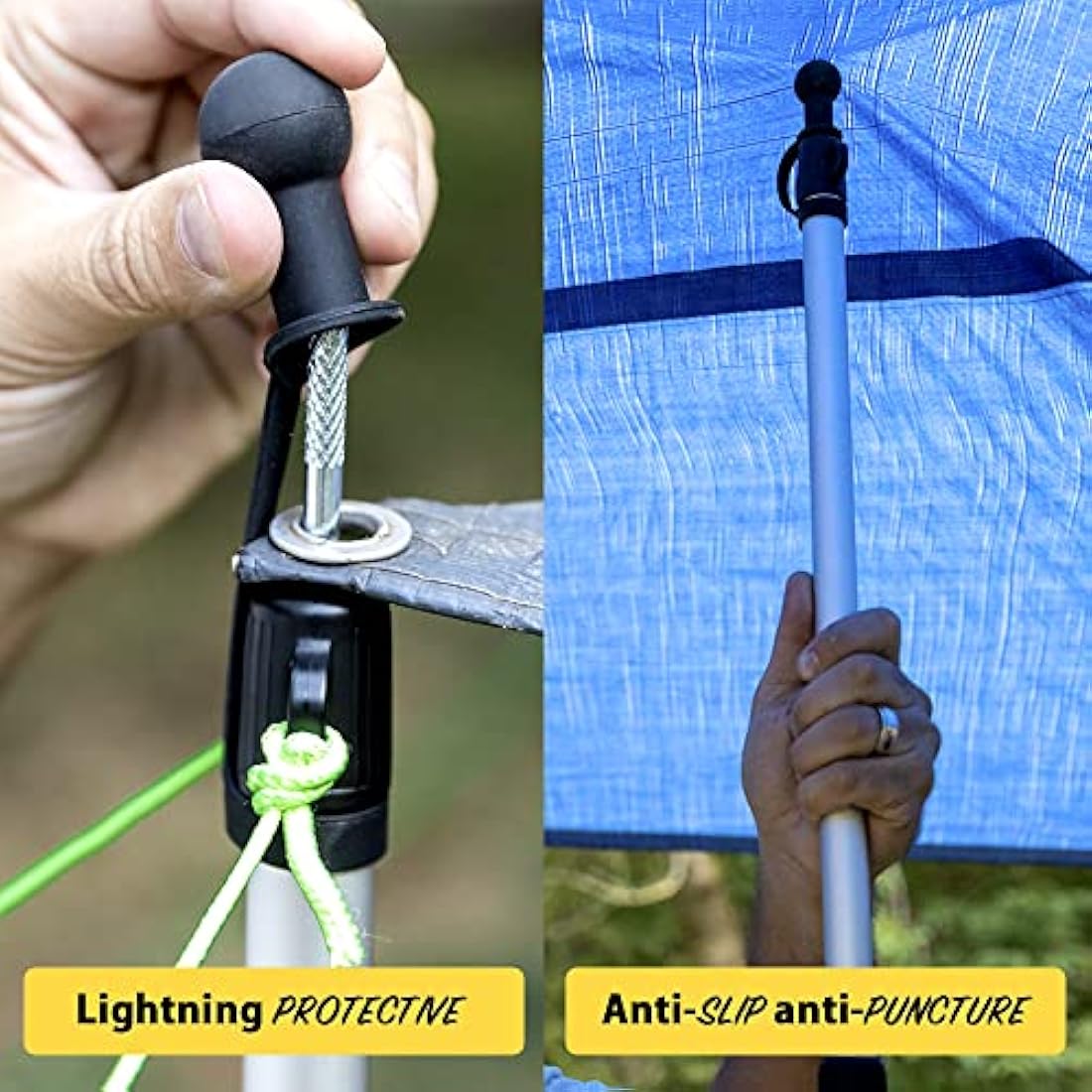 Everbeam Telescopic Tarp Poles | Adjustable 92" Aluminum Rods | 2 Pack
