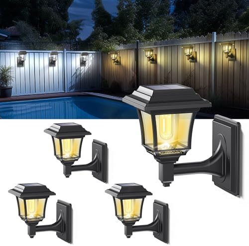 LeiDrail Solar Fence Lights – 4 Pack Waterproof Edison Bulb Outdoor Wall Decor