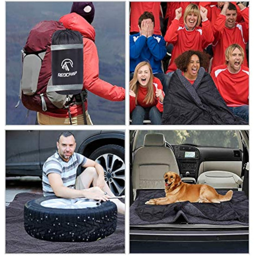 REDCAMP Large Sherpa Outdoor Blanket | Windproof Stadium Blanket 79x79