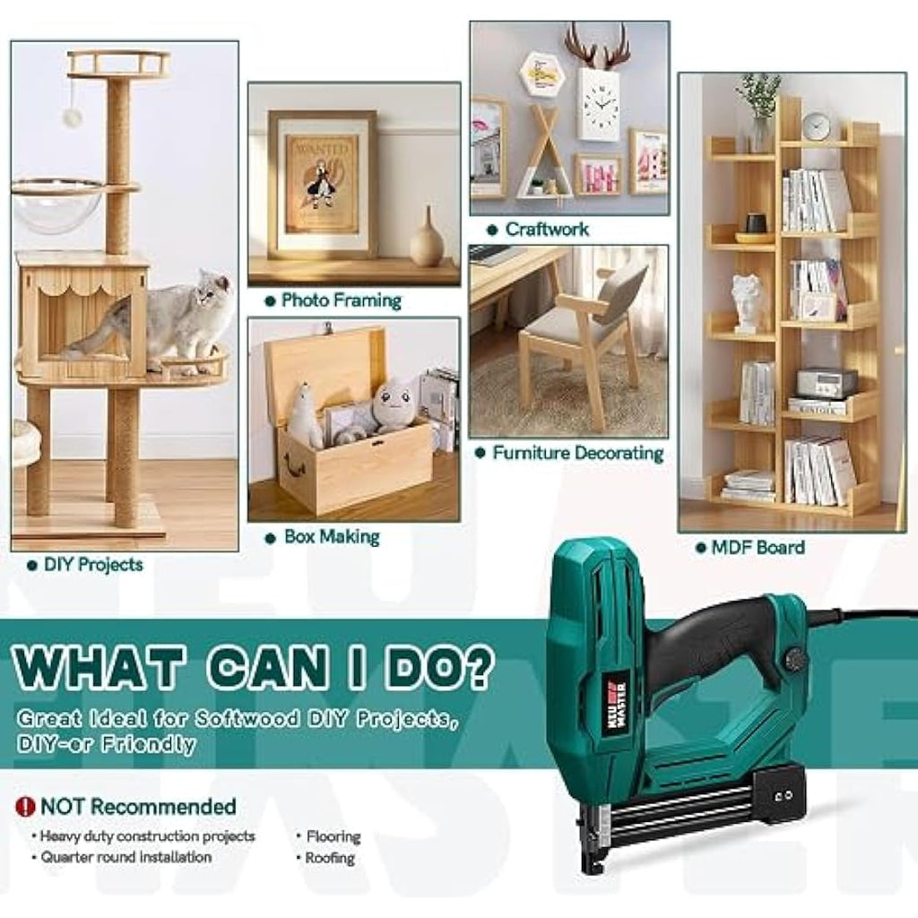 NEU MASTER 2-in-1 Electric Brad Nailer & Staple Gun for DIY Woodworking