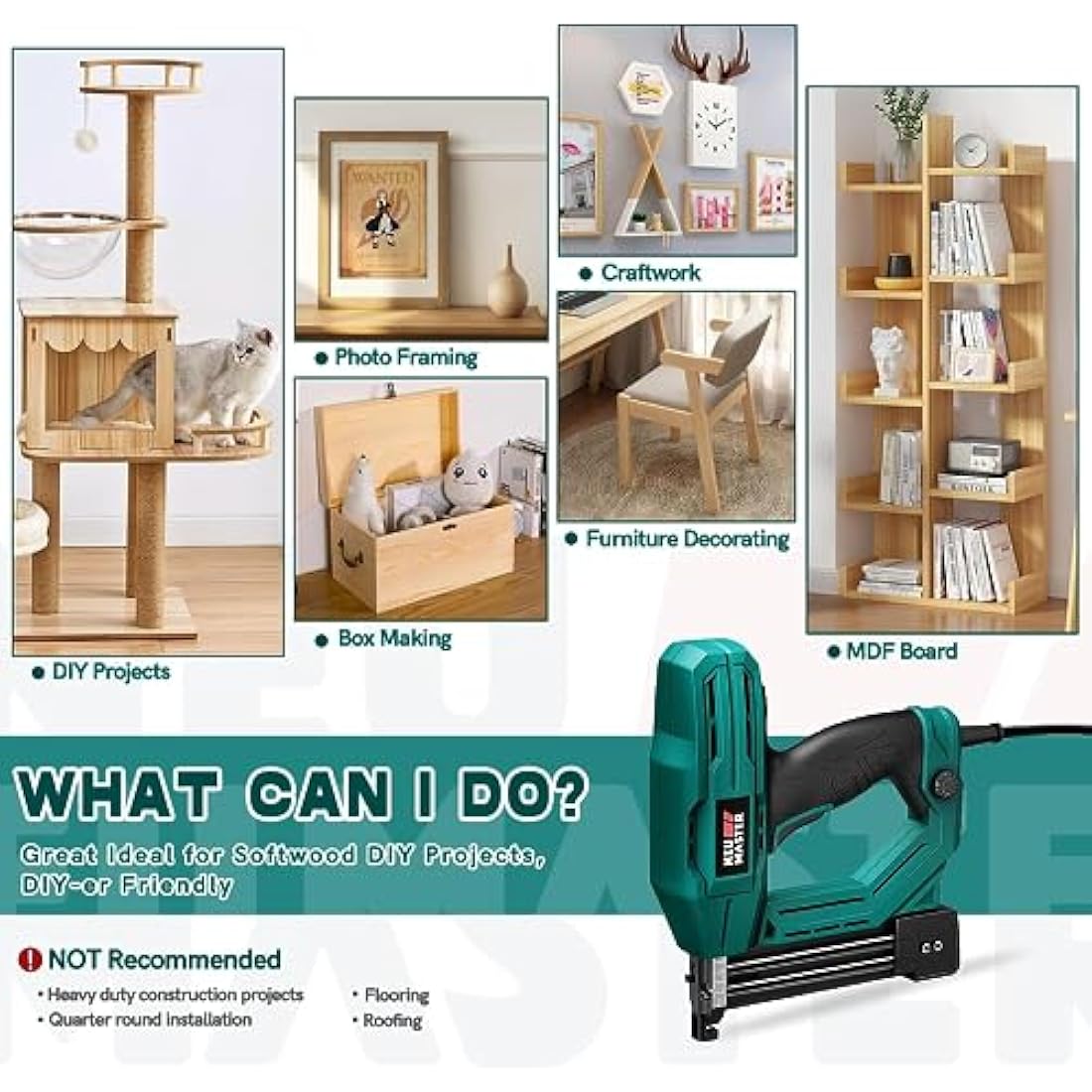NEU MASTER 2-in-1 Electric Brad Nailer & Staple Gun for DIY Woodworking