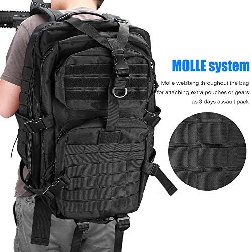ProCase Military Tactical Backpack | 48L Large Molle Assault Pack – Black
