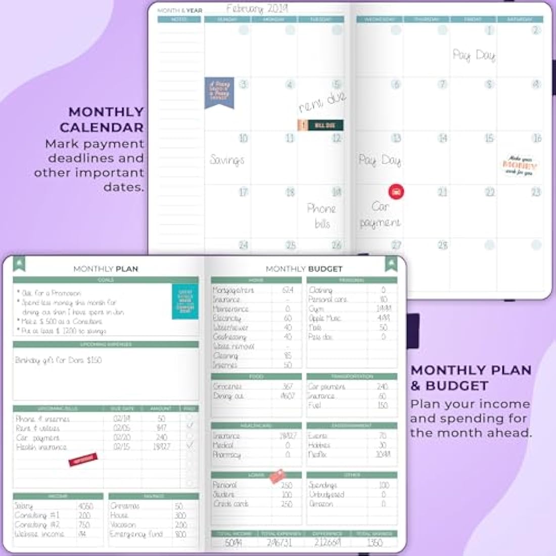 Clever Fox Budget Book 2.0 - Financial Planner & Expense Tracker (Purple)