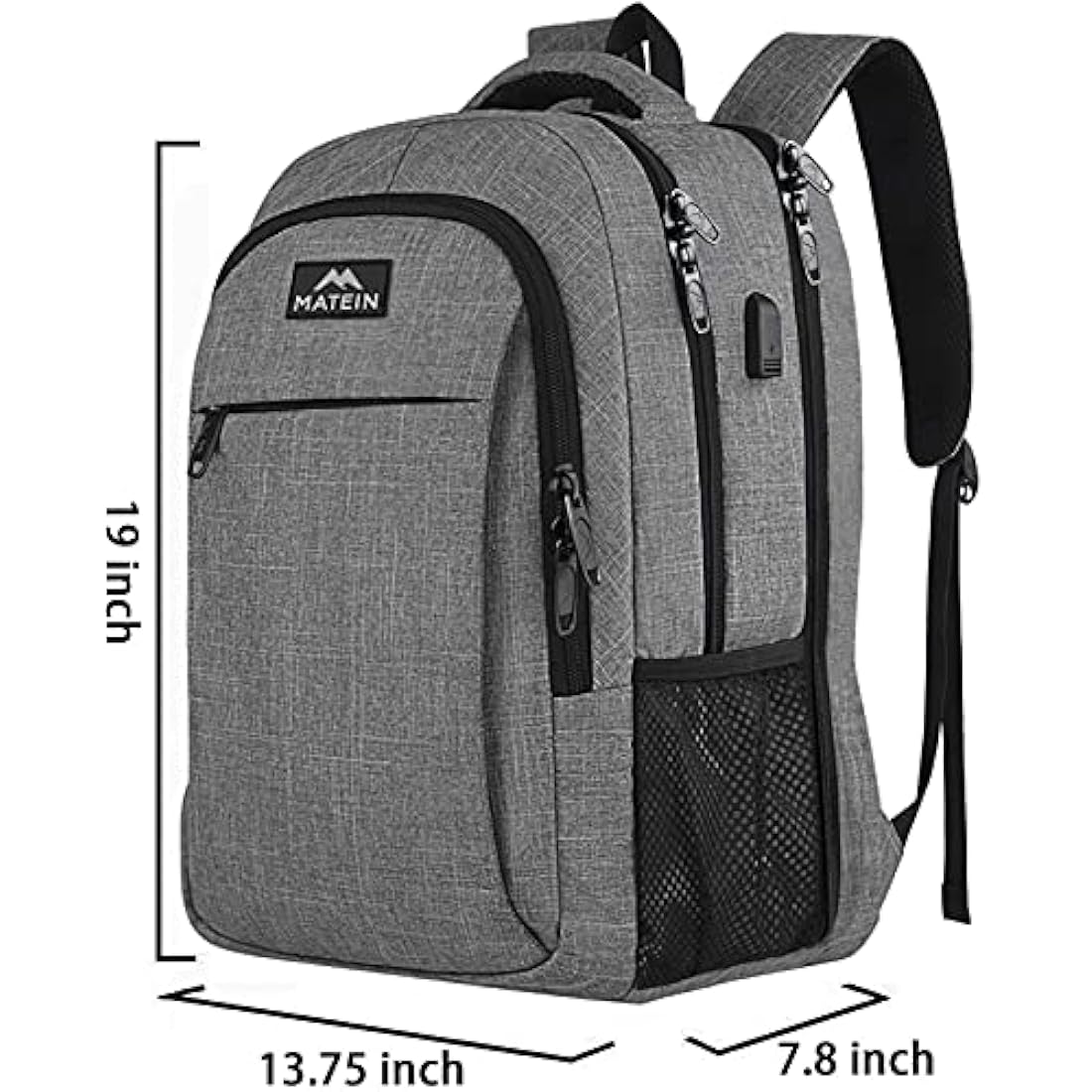 MATEIN 17.3 Inch Laptop Backpack – Anti-Theft Water Resistant Bag, Grey