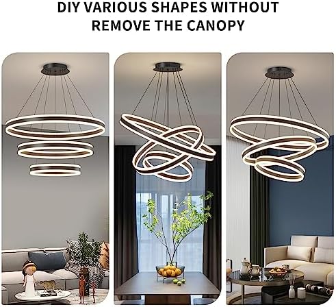 Mikeru 3-Ring LED Pendant Light | Dimmable Modern Chandelier with Remote