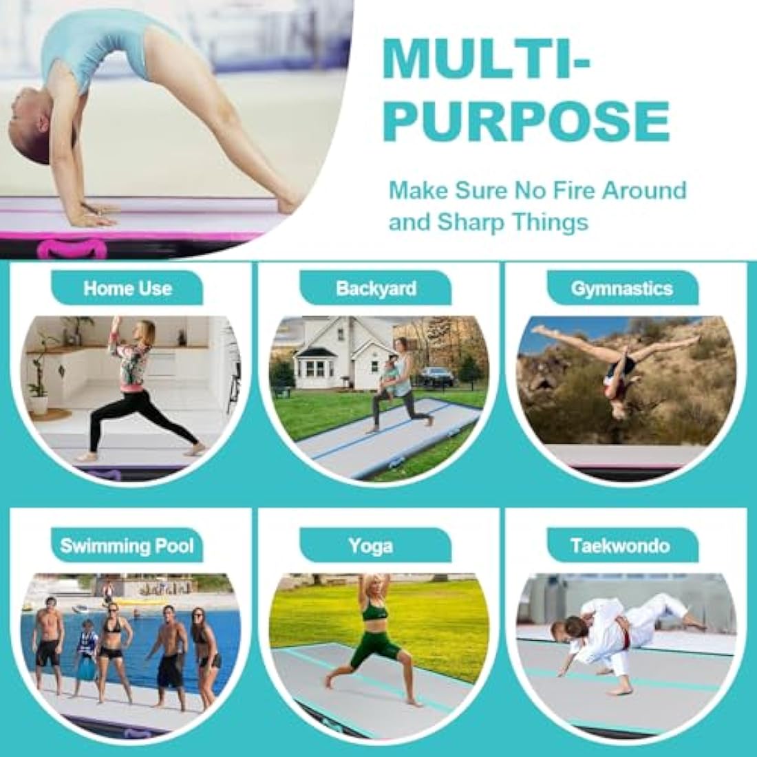 Inflatable Air Gymnastics Tumbling Mat with Air Pump