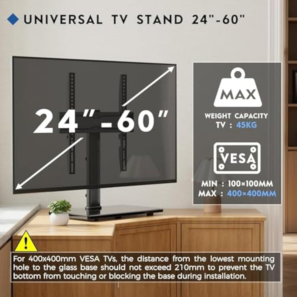 BONTEC Universal TV Stand for 24-60 Inch TVs | Height Adjustable