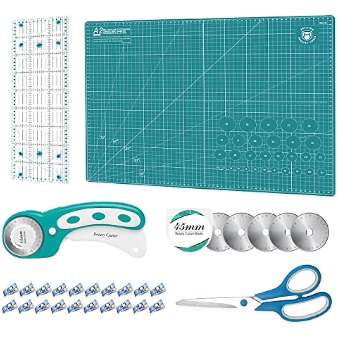 Rotary Cutter Set | 45mm Fabric Cutter & A2 Cutting Mat