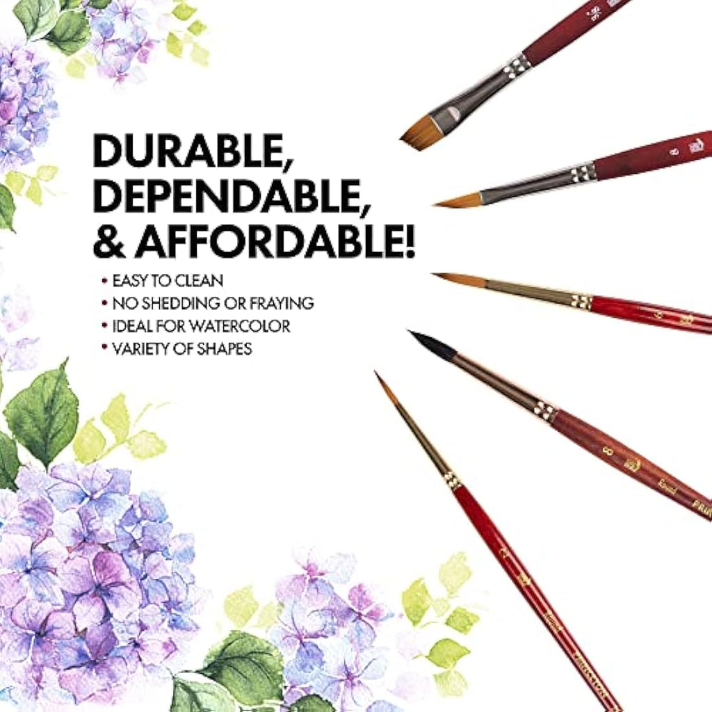 Princeton Watercolor Floral Brush Set | 5 Synthetic Short Handle Brushes