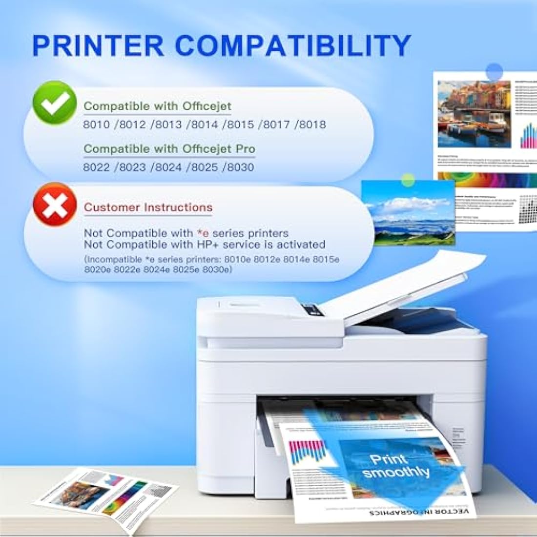 Gureef 912XL Ink Cartridges Replacement for HP OfficeJet Pro 8020 (4-Pack)