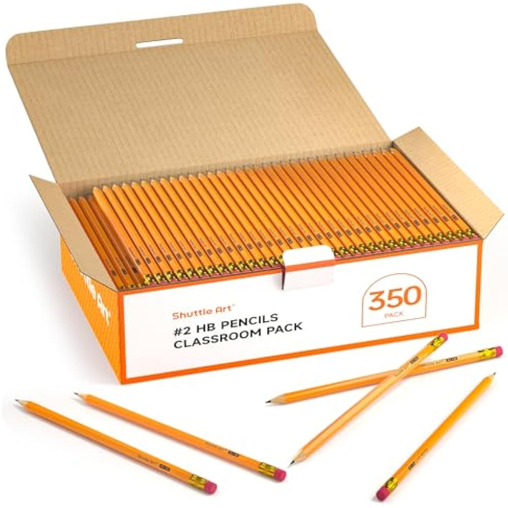 Shuttle Art #2 HB Pencils - 350 Pack Sharpened Yellow Graphite Pencils
