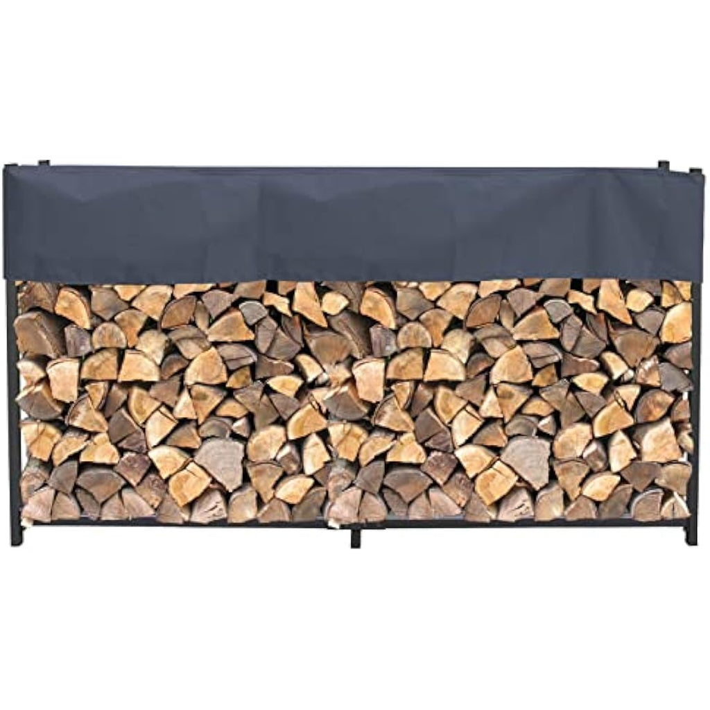 Metal Firewood Rack with Weather Cover - Anthracite 200cm