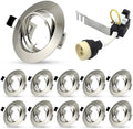 HiBay 10-Pack GU10 Tilt Recessed Downlights | Brushed Chrome Round Fitting