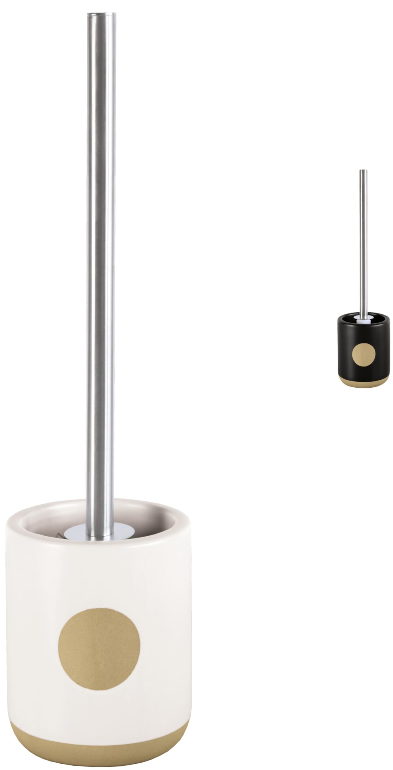 KW Luxury White Stoneware Toilet Brush and Holder | Satin Finish
