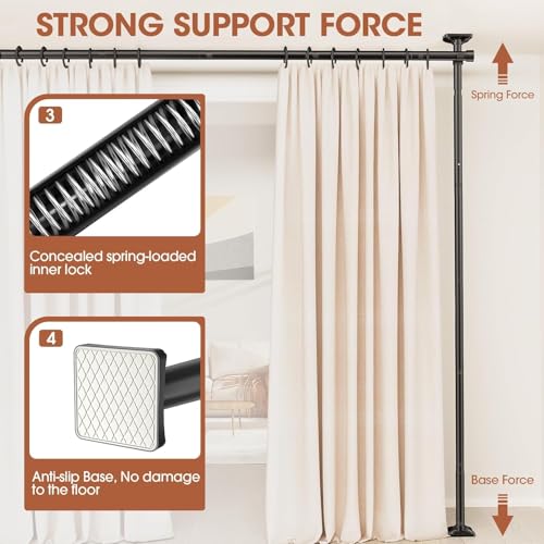 WELDUN Floor Standing Room Divider Curtain Rod – No Drill Heavy Duty White