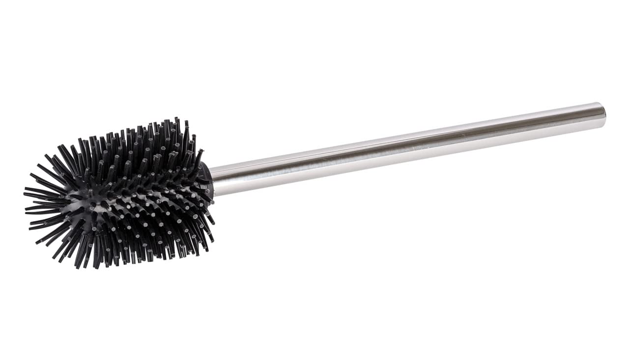 WENKO Silicone Toilet Brush – Stainless Steel Handle, Black, 35cm