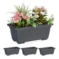 Relaxdays Set of 4 Anthracite Planters – Plastic Balcony Flower Boxes