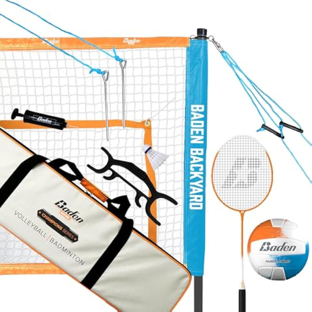 Baden Champions Volleyball & Badminton Set | Portable Outdoor Game Kit