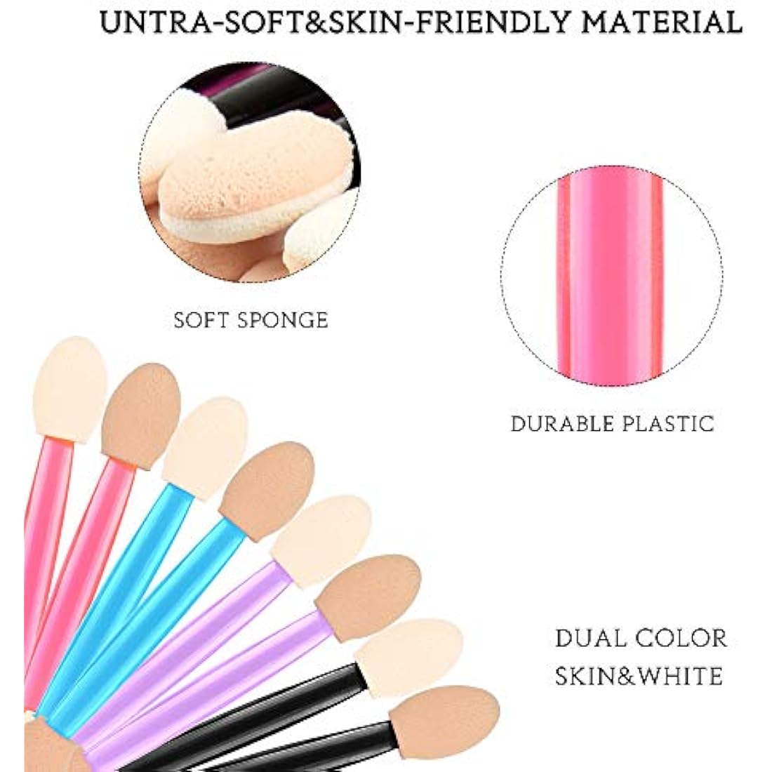 MORGLES 200 PCS Disposable Eyeshadow Applicators | Dual-Sided Sponge Brushes
