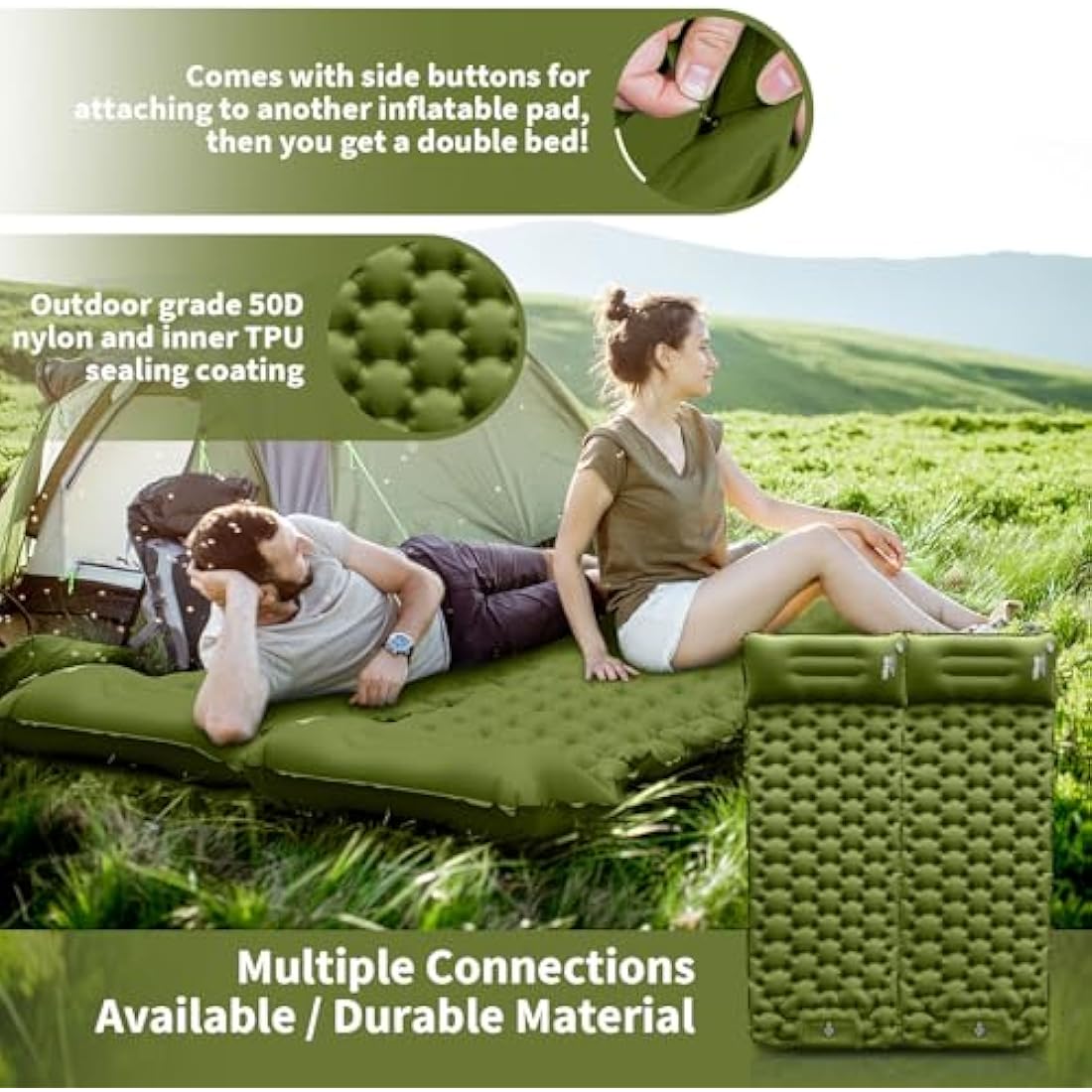 HiiPeak Inflatable Camping Sleeping Pad – Ultralight Mat with Foot Pump