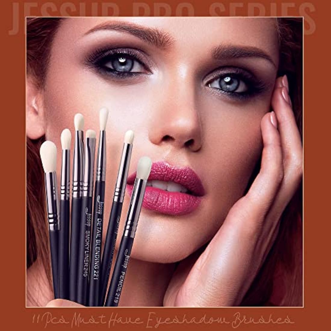 Jessup 11pcs Professional Eyeshadow Brush Set | Black Synthetic Brushes