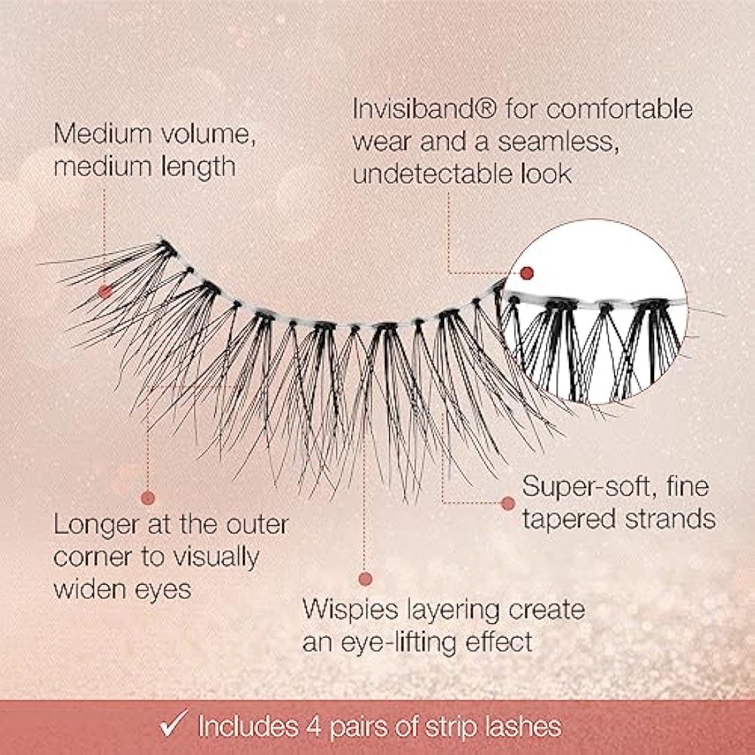 Ardell Naked Lash 422 | Natural Wispy False Eyelashes Multipack - 4 Pairs