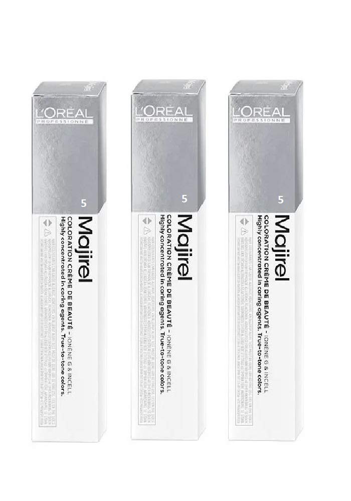 L'Oreal Majirel Professional Hair Colour - 5 Light Brown (3 Pack)