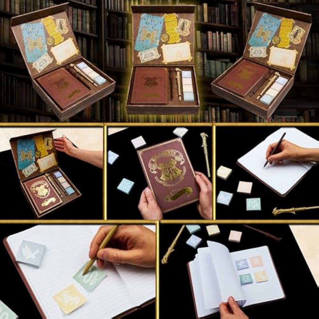 Harry Potter Stationery Gift Set – Hogwarts Keepsake Box with Wand Pens