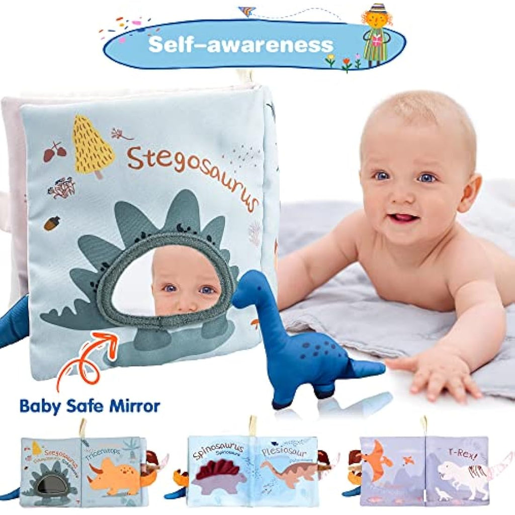 Richgv Soft Baby Sensory Book – Dinosaur Crinkle Toy for Stroller & Travel