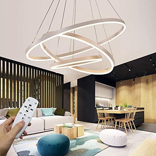 Jolof Store Modern 3-Ring LED Pendant Light | Dimmable White Chandelier