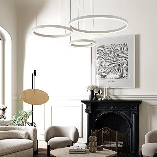 STARRYOL Modern LED Pendant Light | 3-Ring Dimmable Chandelier, 78W