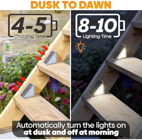 Adyos Solar Step Lights – 6 Pack Waterproof LED Deck & Stair Lights (Cool White)