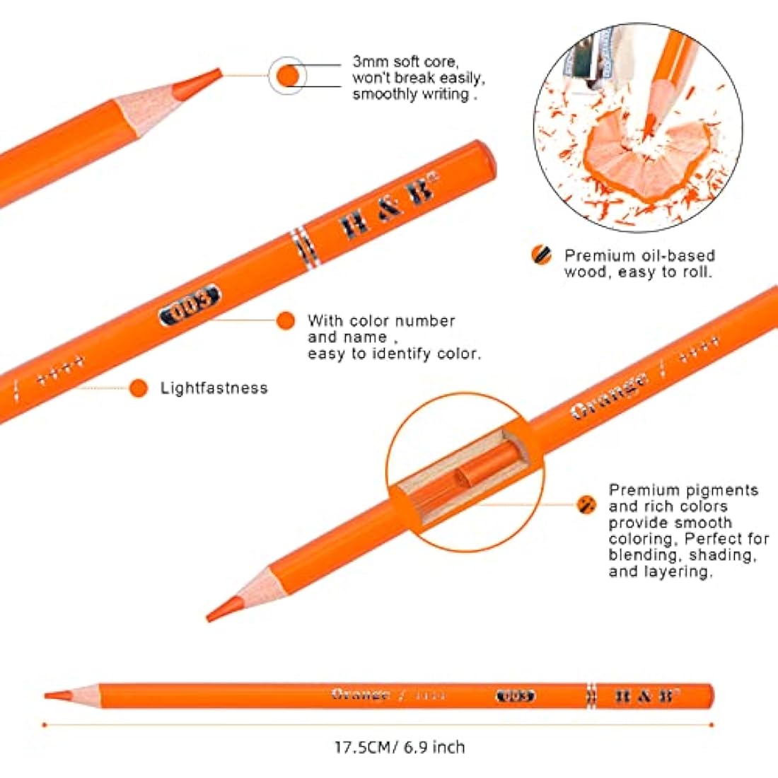 H & B 180-Piece Oil Based Coloured Pencils Set for Artists |